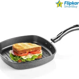 Non Stick Grill Pan Aluminium Square Gas Stove Compatible Grill Pan Grill Pan 22 cm diameter 1 L capacity-picture-19