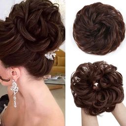 MEGARICH Halo Curly Bun Hair Extension - Natural Brown-image-99