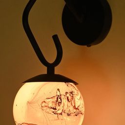 SOMIL Premium Unisex White Printed Glass Spherical Shaped Decorative Wall Lamp-image-91