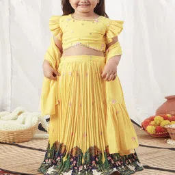 Vivedkids Girls Embroidered Thread Work Ready to Wear Lehenga & Blouse With Dupatta-picture-1