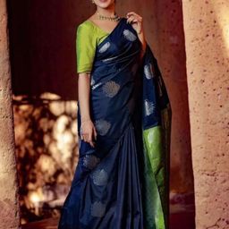 CaniBani Blue Silk Blend Banarasi Sarees-image-77