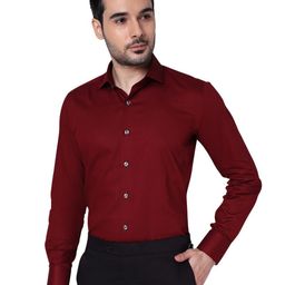 COGNOSCENTE Men Slim Fit Solid Spread Collar Cotton Formal Shirt-image-75