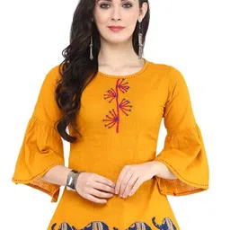 IKRASS Embroidered Bell Sleeve Cotton Top-34