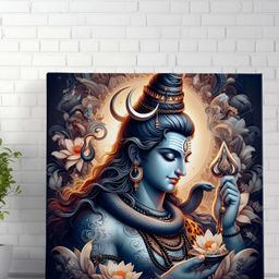 Livin'luxe Brown & Blue Canvas Lord Shiva Wall Art-image-95