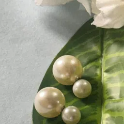 DN ENTERPRISES Silver-Plated Pearls Studded Spherical Shaped Studs-3