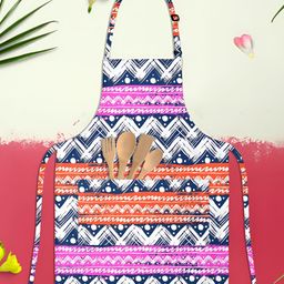 ArtzFolio Kids White & Navy Blue Printed Cotton Aprons-image-6