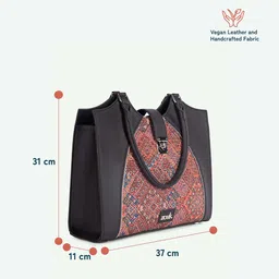 ZOUK Bhuj Rabari Ethnic Motifs Printed Jute Shopper Shoulder Bag with Cut Work image 2