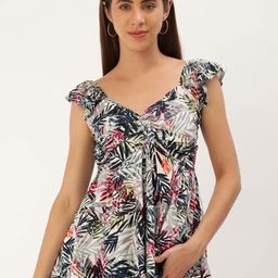 VYMO Floral Print Twisted Top-image-68