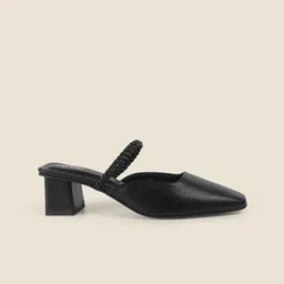 Metro Textured Kitten Mules with Buckles image 4