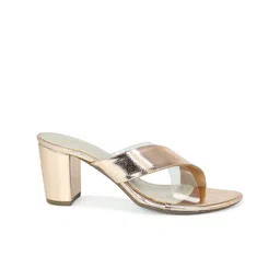 Inc 5 Textured Block Heel Sandals with Metallic Finish image 3