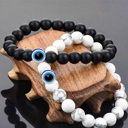 Divine souvenirs Set Of 2 Unisex Artificial Beaded Elasticated Bracelet-10