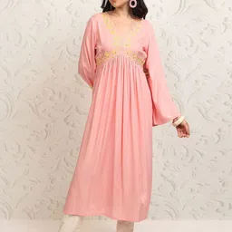 Vishudh Women Floral Embroidered Flared Sleeves Thread Work Anarkali Kurta-image-31