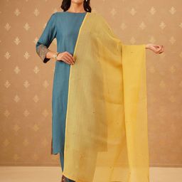 JAYPORE Cotton Silk Dupatta With Tassel Border-picture-13