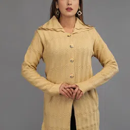 TYSORT Women Woollen Self design Longline Cardigan-image-97