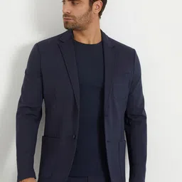 GUESS Notched Lapel Collar Single-Breasted Casual Blazer-53