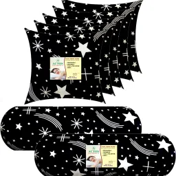 5 Cushion And 2 Microfibre Geometric Bolster Pack of 7-image-97