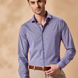 Aldeno Men India Spread Collar Textured Cotton Slim Fit Casual Shirt-image-95