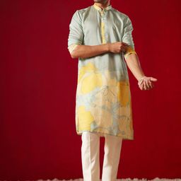 VASTRAMAY Men Floral Printed Regular Kurta with Trousers-picture-12