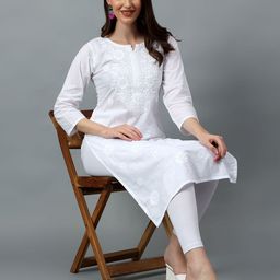 NAZAQAT ETHNIC INDIA Cotton Women Chikankari Embroidered Kurta-image-9