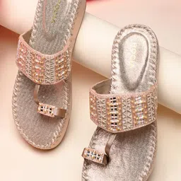 Rocia Women Ethnic Embellished T-Strap Flats-image-14