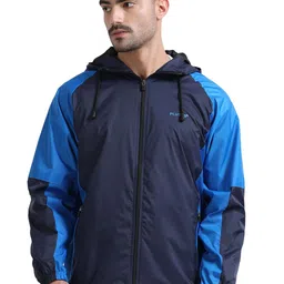 Plutus Men Colourblocked Water Resistant Hooded Long Sleeves Sporty Jacket-image-16