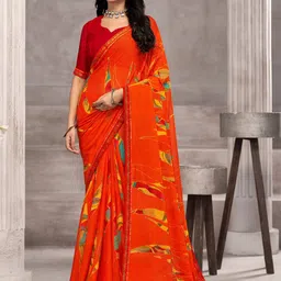 Pandadi Saree Geometric Printed Saree With Lace Border-47