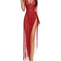 VAIA Maxi Maroon Shoulder Straps Nightdress-image-29