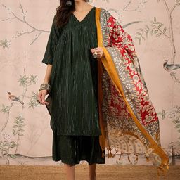 InWeave Women Regular Kurta with Palazzos & With Dupatta-15