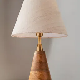 Fabindia Beige Cotton Triangle Table Lamp-image-34