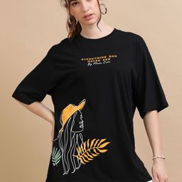 MORSE CODE Typography Printed Oversized Pure Cotton T-shirt-image-79