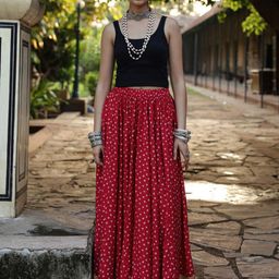 anayna Bandhani Printed Cotton Flared Maxi Skirt-picture-10
