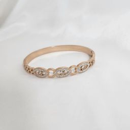 Piu Jewels Rose Gold-Plated Stainless Steel Cubic Zirconia Bangle-Style Bracelet-image-7