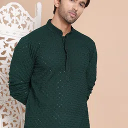 Anouk Men Embroidered Regular Sequinned Pure Cotton Kurta with Pyjamas-picture-1