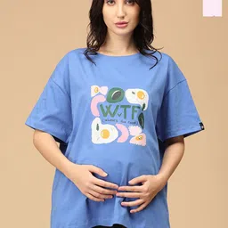 The Mom Store Women Pack Of 2 Graphic Printed Round Neck Cotton Oversized T-shirts-image-80