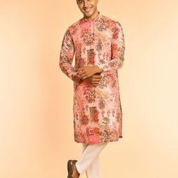 Diwas by Manyavar Floral Printed Mandarin Collar Cotton Straight Kurta-picture-40