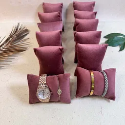 La Trove Pack Of 12 Darkpink Velvet Watch Organizer Pillow-picture-11