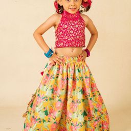 Jilmil Girls Floral Woven Design Ready to Wear Cotton Lehenga & Choli-picture-50