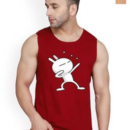 SLOWLORIS Pack Of 2 Printed Round Neck Sleeveless Bio-Wash Cotton Gym Vests-picture-16