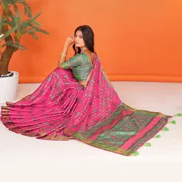 jayant creation Pink Silk Blend Patola Sarees-picture-11