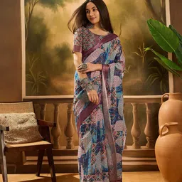 SAINOOR Geometric Printed Zari Saree-12
