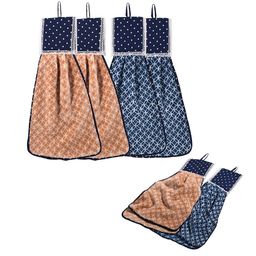 Kuber Industries Blue 6 Pcs Printed Microfiber Wash Basin Napkin Towel With Hanging Loops-74