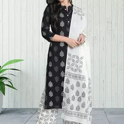 Moda Rapido Floral Printed Mandarin Collar Straight Kurta With Palazzos & Dupatta-40