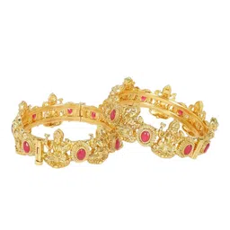 Anouk Set Of 2 Gold Plated Ruby StuddedBangles image 3