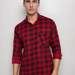 BAESD Comfort Spread Collar Checked Cotton Casual Shirt-image-55