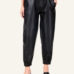 Leather Retail Women Relaxed Pleated Joggers Trousers-picture-14