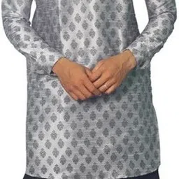 House of Aqss Men Printed Regular Dupion Silk Kurta with Dhoti Pants-picture-49
