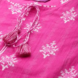 Libas Floral Printed Tie-Up Neck Straight Kurta With Trouser And Dupatta image 5