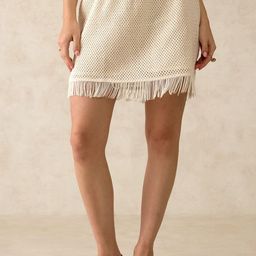 Virgio Kelly White Mini Crochet Skirt-image-51