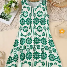 YK Kids-Girls Polyester Printed Fit and Flare Dresses-picture-15