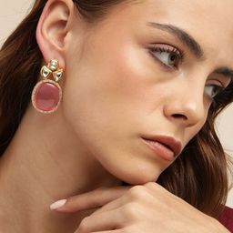 Anouk Gold-Plated Oval Kundan Shaped Drop Earrings-16